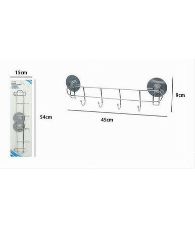 Porta Asciugamani Con 4 Ganci Montaggio A Parete Con Biadesivo Bagno Casa 79847