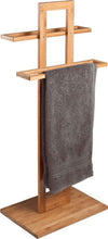 Porta-Asciugamani-Da-Terra-In-Legno-Bambu-2-Braccia-Piantana-Bagno-Asciugamano
