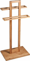 Porta-Asciugamani-Da-Terra-In-Legno-Bambu-2-Braccia-Piantana-Bagno-Asciugamano