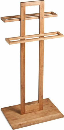 Porta-Asciugamani-Da-Terra-In-Legno-Bambu-2-Braccia-Piantana-Bagno-Asciugamano