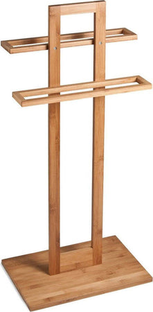 Porta-Asciugamani-Da-Terra-In-Legno-Bambu-2-Braccia-Piantana-Bagno-Asciugamano
