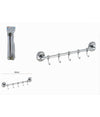 Porta Asciugamani Maniglia Appendino 5 Ganci Fissaggio A Parete Bagno Oval 52006