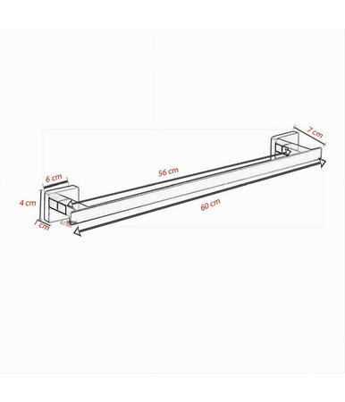 Porta Asciugamano Acciaio Moderno Fissaggio Parete Arredo Bagno Cubo 60 Cm 87212