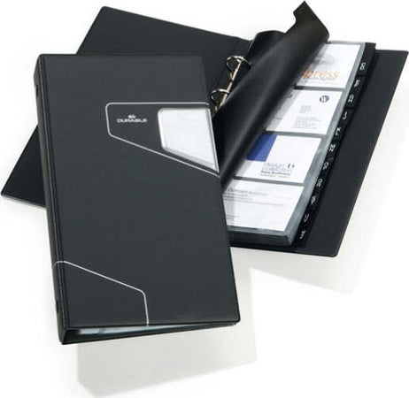 Porta biglietti da visita Visifix Pro - ad anelli - 200 posti - 14 5x25 5cm - antracite - Durable Cancelleria e prodotti per ufficio/Archivio ufficio e accessori per scrivania/Accessori da scrivania e archiviazione/Porta biglietti da visita Eurocartuccia - Pavullo, Commerciovirtuoso.it