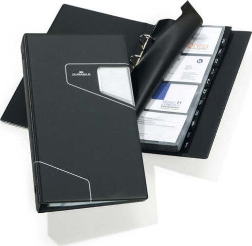 Porta biglietti da visita Visifix Pro - ad anelli - 200 posti - 14 5x25 5cm - antracite - Durable Cancelleria e prodotti per ufficio/Archivio ufficio e accessori per scrivania/Accessori da scrivania e archiviazione/Porta biglietti da visita Eurocartuccia - Pavullo, Commerciovirtuoso.it