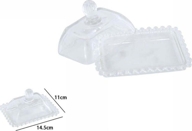 Porta Burro Rettangolare In Vetro Trasparente Burriera Bomboniera Cm 14.5x11 Casa e cucina/Stoviglie/Piatti ciotole e vassoi/Piatti per servire/Burriere Trade Shop italia - Napoli, Commerciovirtuoso.it