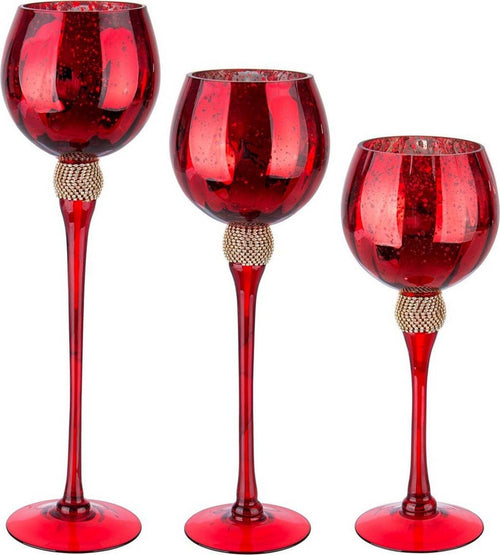 Porta candela decorativo natalizio in Vetro color Rosso Set 3 Casa e cucina/Decorazioni per interni/Addobbi e decorazioni per ricorrenze/Decorazioni natalizie/Oggettistica MagiediNatale.it - Altamura, Commerciovirtuoso.it