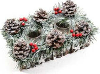 Porta-candela-Mercury-56111-NATALE-2F-con-Pigne-e-Bacche-Innevate