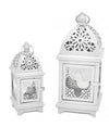 Porta Candela Natalizia Set 2 Pezzi Tealight Forma Lampada Bianco 34cm E 23cm