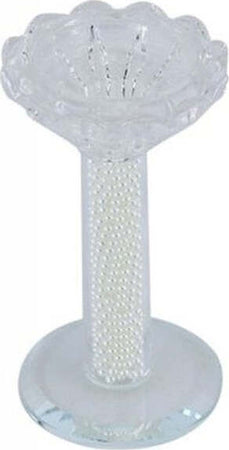 Porta-Candela-Vetro-Perle-Candeliere-Idea-Regalo-Bomboniera-Cristallo-11x5.8-Cm