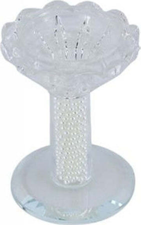 Porta-Candela-Vetro-Perle-Candeliere-Idea-Regalo-Bomboniera-Cristallo-8.5x5.8-Cm