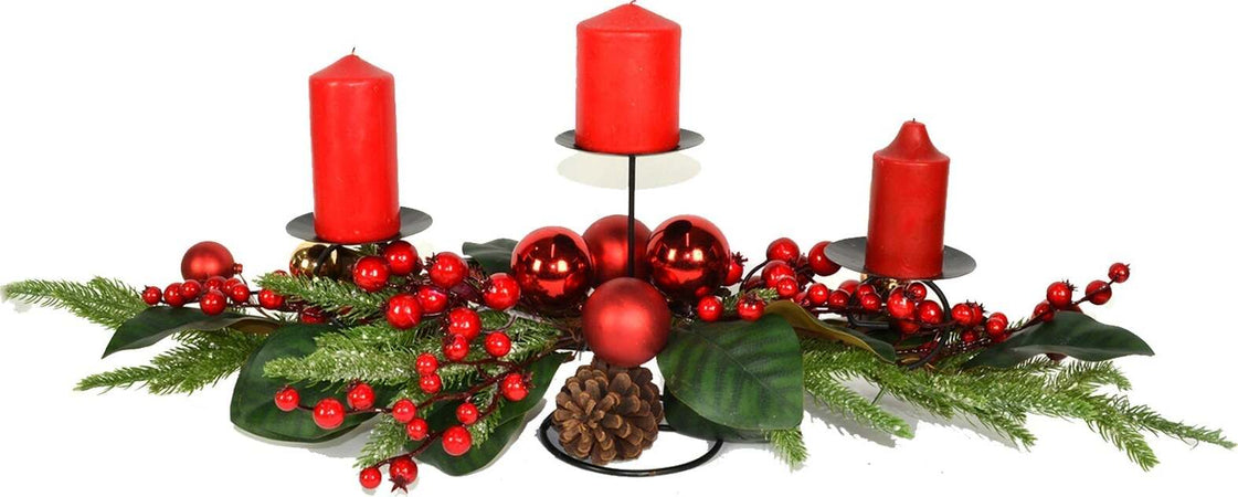 Porta candele con bacche Rosse centri tavola natalizio 80 cm Casa e cucina/Decorazioni per interni/Candele e portacandele/Candele/Candele a colonna MagiediNatale.it - Altamura, Commerciovirtuoso.it