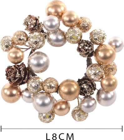 Porta candele con pigne e palline Ø 9 cm centrotavola dorato decorazione natalizia Casa e cucina/Decorazioni per interni/Candele e portacandele/Candele/Candele a colonna MagiediNatale.it - Altamura, Commerciovirtuoso.it