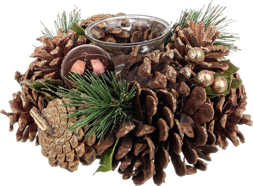 Porta candele con pigne holz marrone ø 19 cm centrotavola natalizio decorazione Casa e cucina/Decorazioni per interni/Candele e portacandele/Candele/Candele a colonna MagiediNatale.it - Altamura, Commerciovirtuoso.it