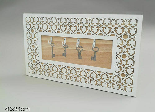 Porta-Chiavi-Armadietto-Appendi-chiavi-in-Legno-Per-Casa-Home-Bianco-30x20-Cm