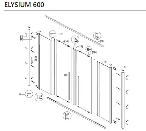 Porta Doccia H200 Doppio Scorrevole Ingresso Centrale 8mm Anticalcare