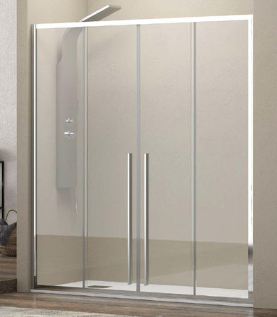 Porta Doccia H200 Doppio Scorrevole Ingresso Centrale 8mm Anticalcare