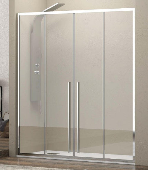 Porta Doccia H200 Doppio Scorrevole Ingresso Centrale 8mm Anticalcare