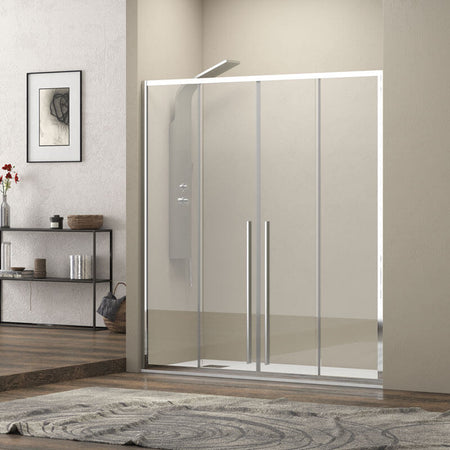 Porta Doccia H200 Doppio Scorrevole Ingresso Centrale 8mm Anticalcare