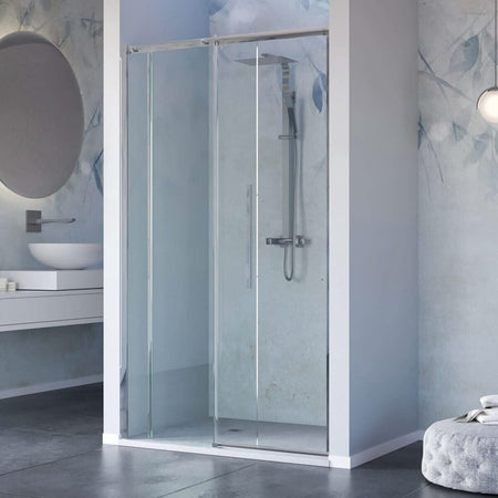 Porta Doccia Nicchia H200 Anta Scorrevole Cristallo Trasparente 8mm Trattamento Anticalcare - B8