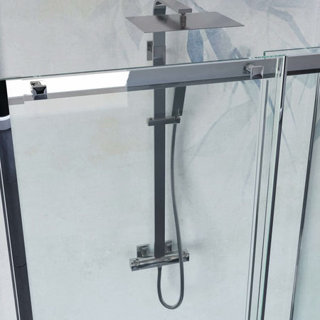 Porta Doccia Nicchia H200 Anta Scorrevole Cristallo Trasparente 8mm Trattamento Anticalcare - B8