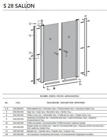 Porta Doccia Saloon H200 6mm Trasparente