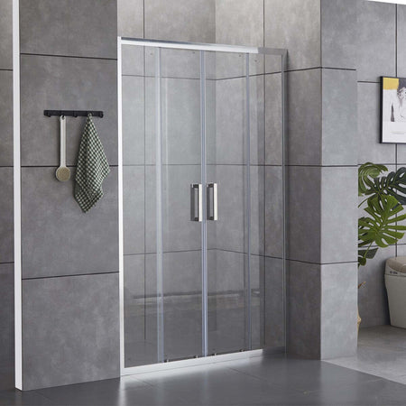 Porta-Doccia-Scorrevole-a-doppia-porta-Trasparente-Anticalcare-6mm-H195cm-Zaffiro