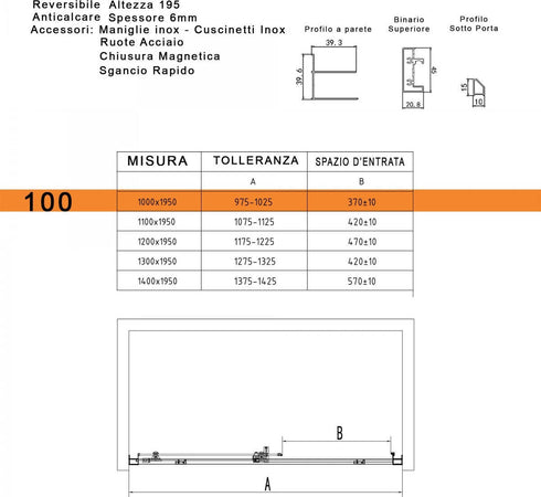 Porta-Doccia-Scorrevole-Trasparente-6mm-H195-Genesis