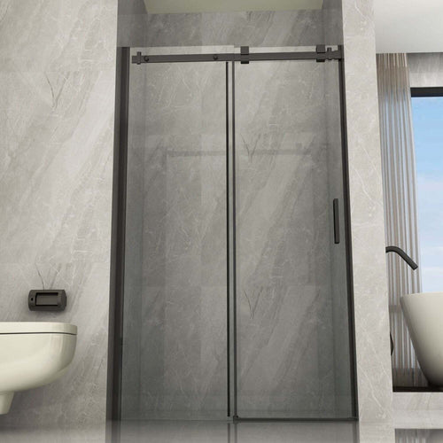 Porta-Doccia-scorrevole-trasparente-8mm-da-120cm-con-profilo-nero-h195-STAR