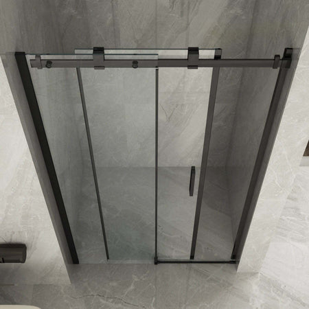 Porta-Doccia-scorrevole-trasparente-8mm-da-120cm-con-profilo-nero-h195-STAR