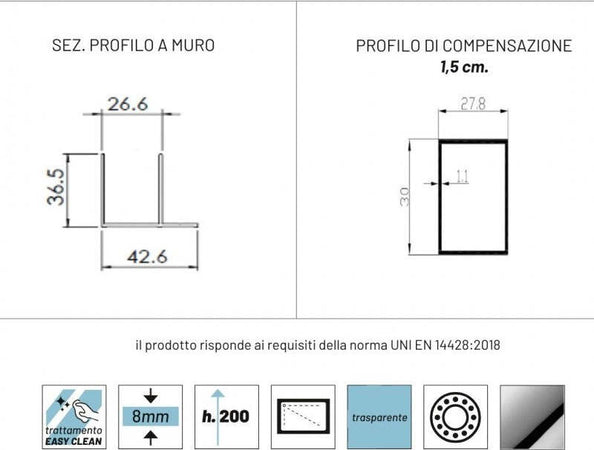 Porta-Doccia-Scorrevole-Trasparente-Anticalcare-8mm-H200cm-FILANTA-ONE