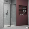 Porta-Doccia-Scorrevole-Trasparente-Anticalcare-8mm-profili-neri-H200-Black