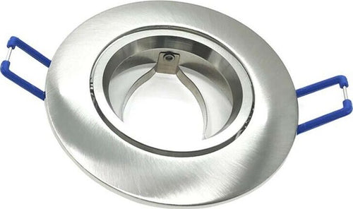 Porta-Faretto-A-Incasso-Orientabile-.-Portafaretto-Supporto-Tondo-P12-Silver-Opaco-Universo