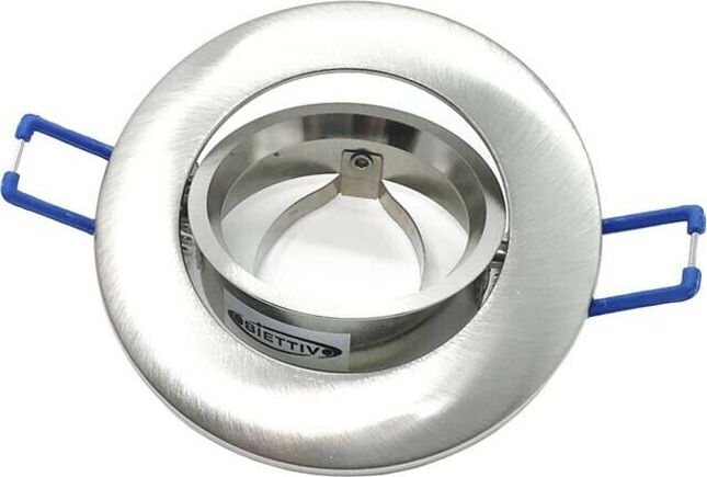 Porta-Faretto-A-Incasso-Orientabile-.-Portafaretto-Supporto-Tondo-P12-Silver-Opaco-Universo