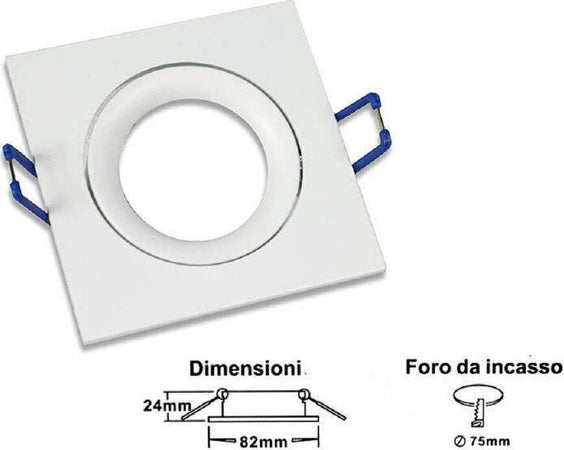Porta Faretto Ad Incasso Quadrato Faretto Orientabile Con Molle Foro 75 Mm P20 Casa, arredamento e bricolage > Illuminazione da interno > Portafaretti Trade Shop italia - Napoli, Commerciovirtuoso.it