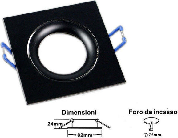 Porta Faretto Ad Incasso Quadrato Faretto Orientabile Con Molle Foro 75 Mm P20 Casa, arredamento e bricolage > Illuminazione da interno > Portafaretti Trade Shop italia - Napoli, Commerciovirtuoso.it