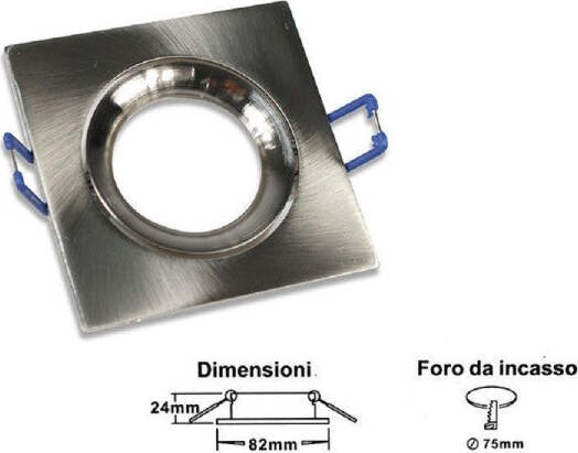 Porta Faretto Ad Incasso Quadrato Faretto Orientabile Con Molle Foro 75 Mm P20 Illuminazione/Illuminazione per interni/Luci da incasso Trade Shop italia - Napoli, Commerciovirtuoso.it