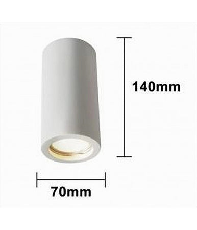 Porta Faretto Applique Da Soffitto In Gesso Verniciabile Cilindro Gu10 Gs-c140-t