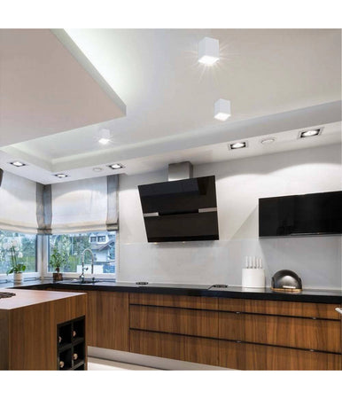 Porta Faretto Applique Soffitto In Gesso Verniciabile Forma Cubo Gu10 Gs-c140-q