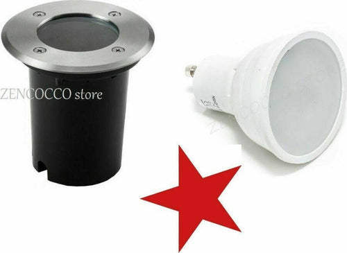 PORTA FARETTO CARRABILE GU10 INCASSO CALPESTABILE + LAMPADA SOSTITUIBILE 7 Watt Illuminazione/Illuminazione per esterni/Luci per sentieri Zencoccostore - Formia, Commerciovirtuoso.it