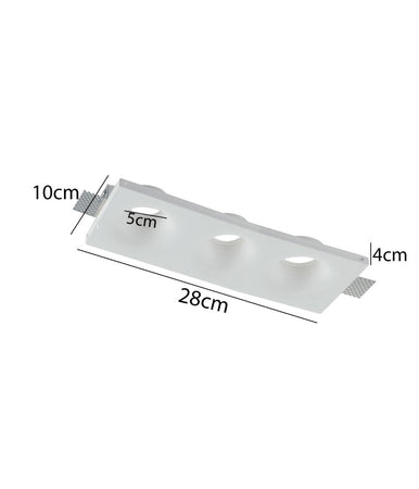 Porta Faretto In Gesso A Scomparsa 3 Led Fori Da Incasso Soffitto Verniciabile
