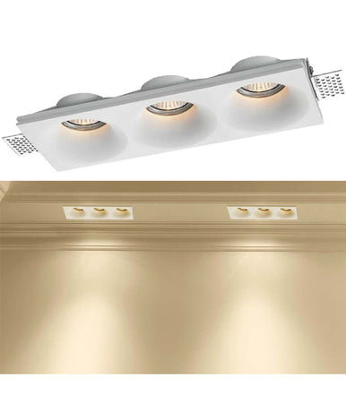 Porta Faretto In Gesso A Scomparsa 3 Led Fori Da Incasso Soffitto Verniciabile