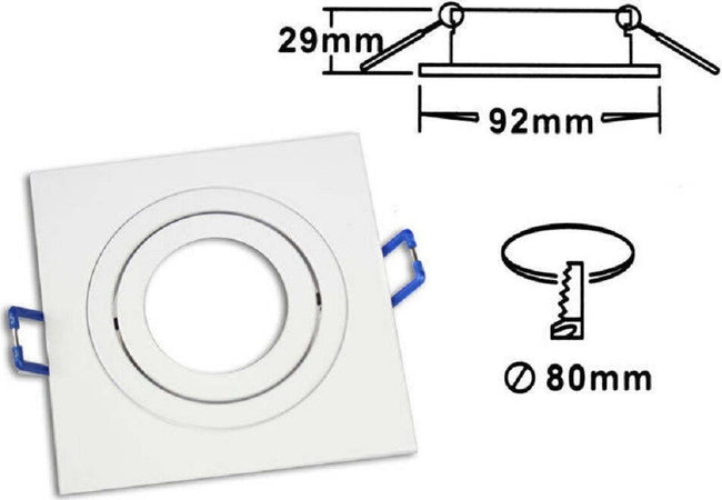 Porta Faretto Incasso Faretto Gu10 Quadrato Acciaio Orientabile Portalampada P3 Casa, arredamento e bricolage > Illuminazione da interno > Portafaretti Trade Shop italia - Napoli, Commerciovirtuoso.it