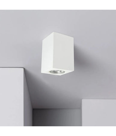 Porta Faretto Lampada Da Soffitto Quadrato In Gesso Gu10 H110mm Ip20 Gs-c110-q