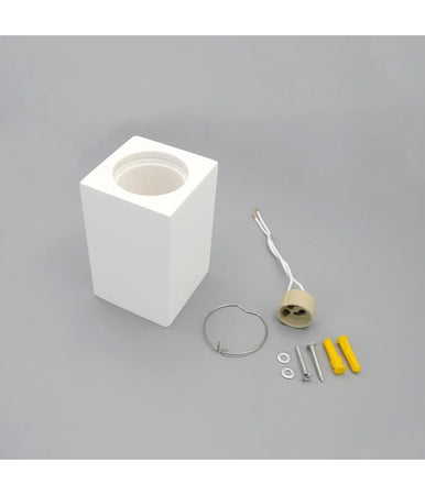 Porta Faretto Lampada Da Soffitto Quadrato In Gesso Gu10 H110mm Ip20 Gs-c110-q