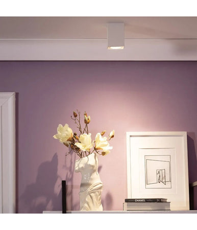 Porta Faretto Lampada Da Soffitto Quadrato In Gesso Gu10 H110mm Ip20 Gs-c110-q