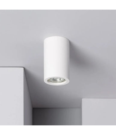 Porta Faretto Lampada Soffitto Gu10 Cilindro Gesso H110mm Verniciabile Gs-c110-t