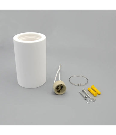 Porta Faretto Lampada Soffitto Gu10 Cilindro Gesso H110mm Verniciabile Gs-c110-t