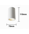 Porta Faretto Lampada Soffitto Gu10 Cilindro Gesso H110mm Verniciabile Gs-c110-t