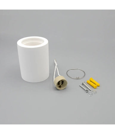 Porta Faretto Lampada Soffitto Gu10 Cilindro In Gesso H90mm Verniciabile Gs-c90-t